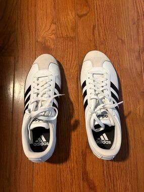 adidas White Sneakers with Black Three-Stripes